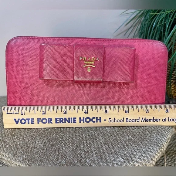 Prada Bow Pink Zip Around Long Wallet Wallet with Bow Accent and Gold
Hardware - Picture 6 of 14